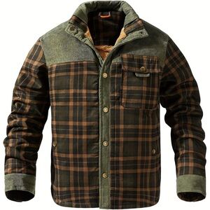 Men's Plaid Sherpa Lined Jacket. Size XXL.